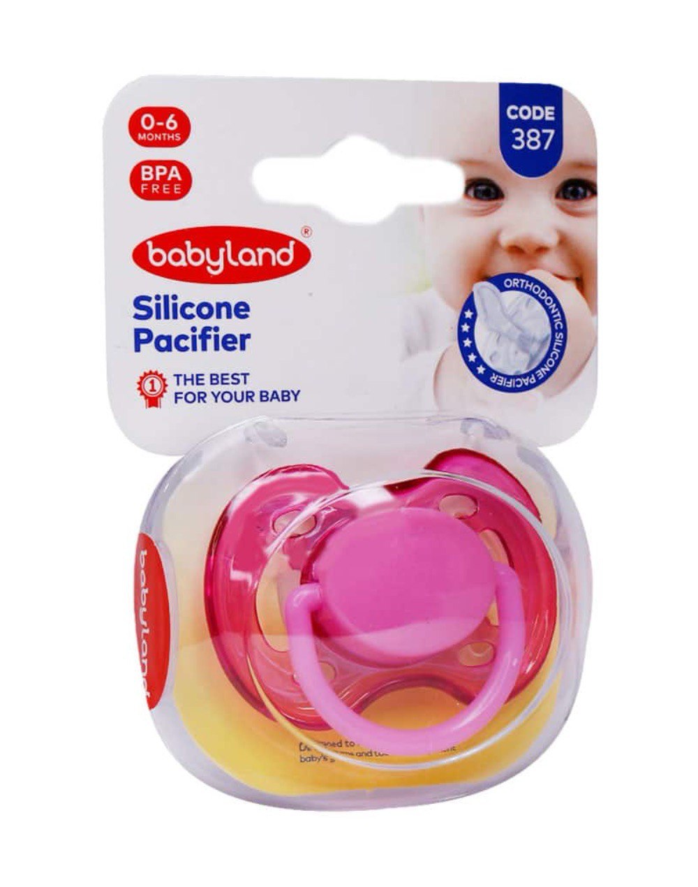 پستانک ارتودنسی کد 387 مناسب نوزادان 0 تا 6 ماه بی بی لند (BABYLAND )